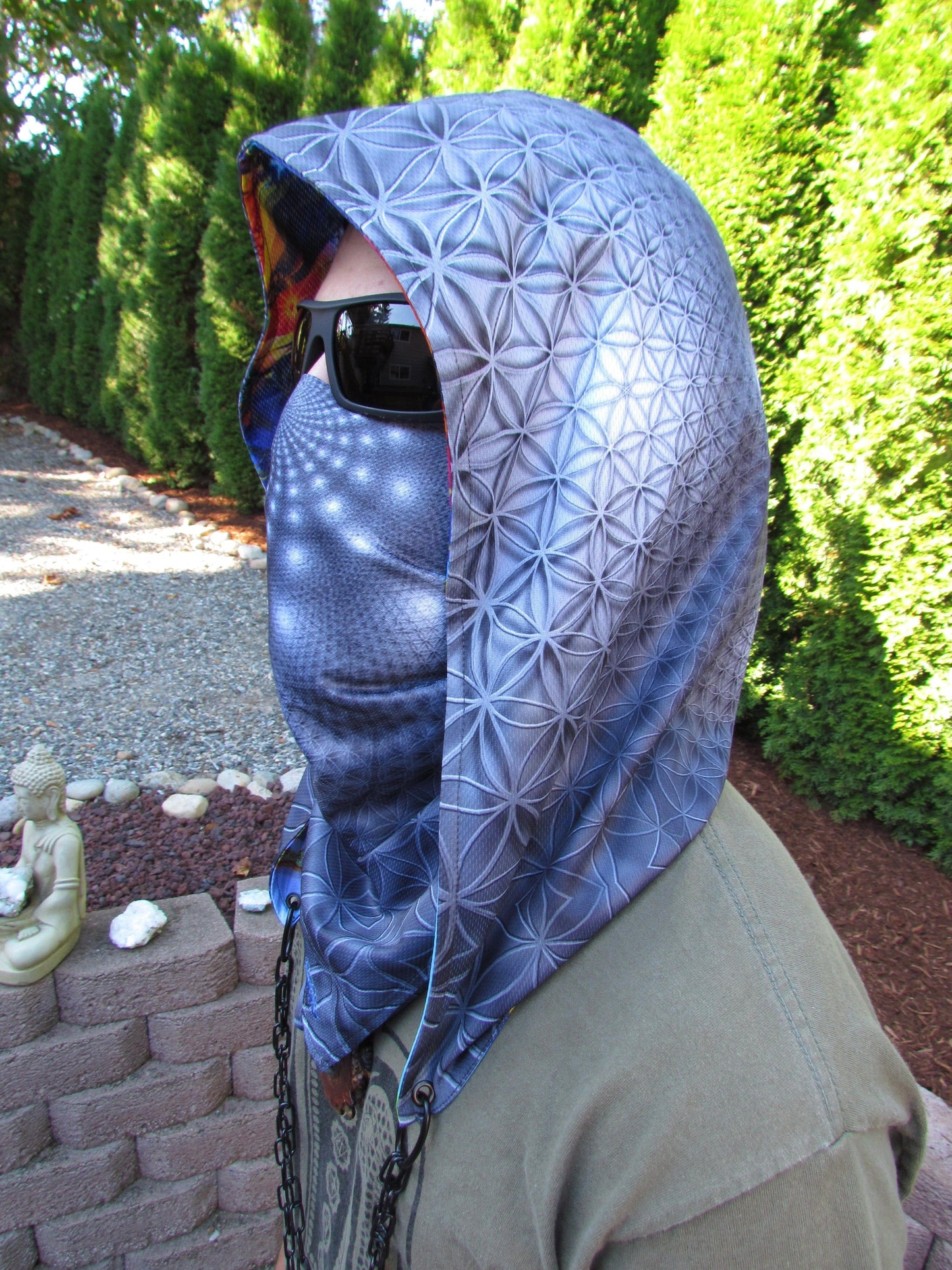 Fractal & Flower of Life Reversible Chain Hood