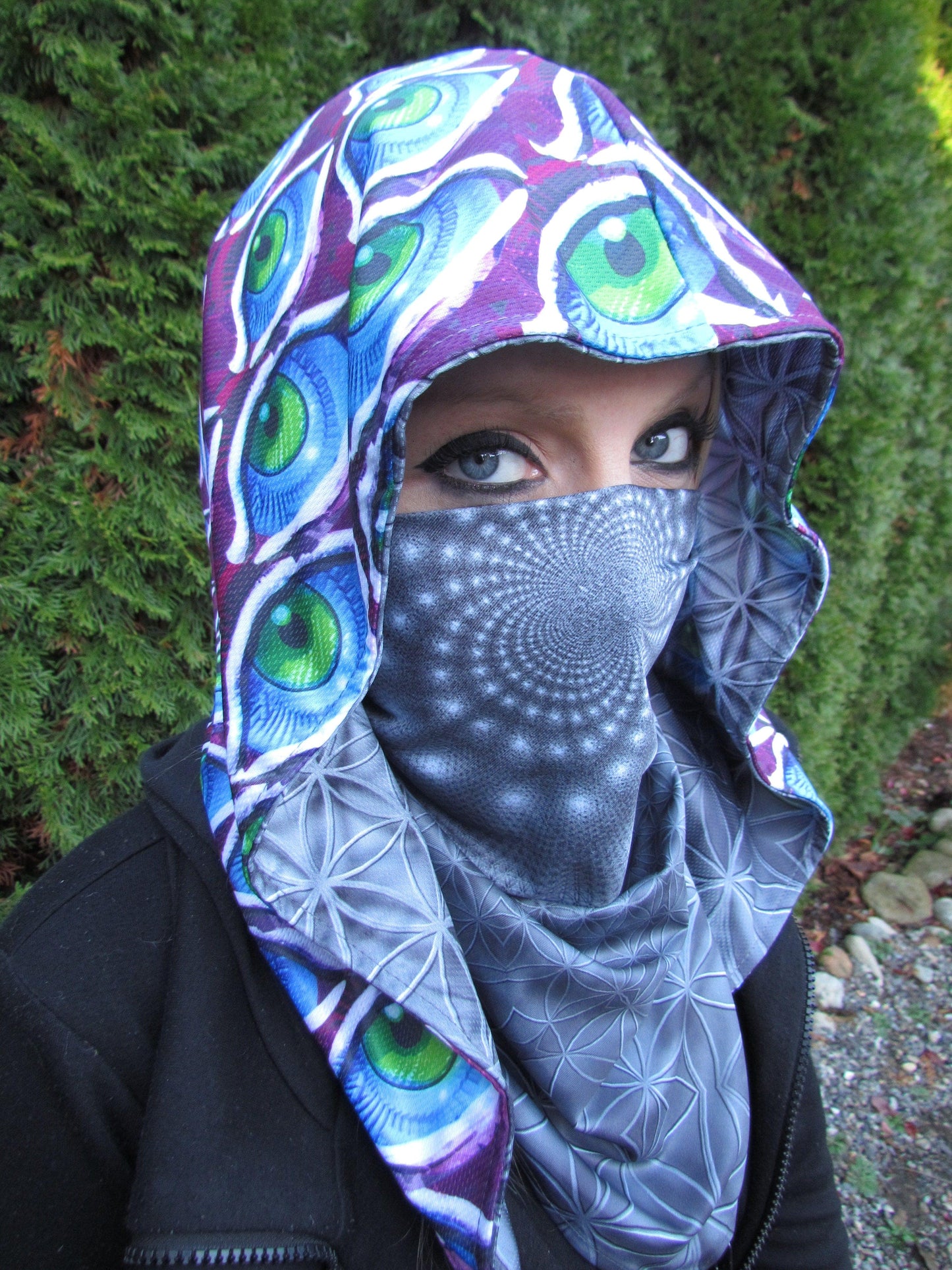 Infinity Eyes & Flower of Life Reversible Chain Hood